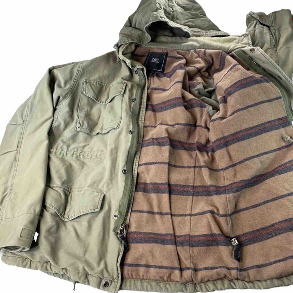 Obey Other - OBEY Propaganda Green M-65 Style Field Jacket Mens L Women XL Blanket Lined Barn